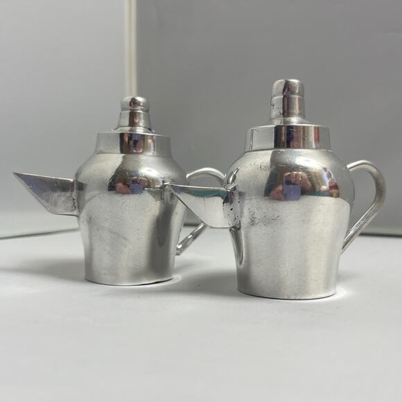 Teapot Salt & Pepper‎ Shakers, Stainless Steel - Picture 1 of 6